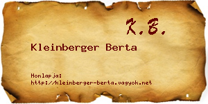 Kleinberger Berta névjegykártya